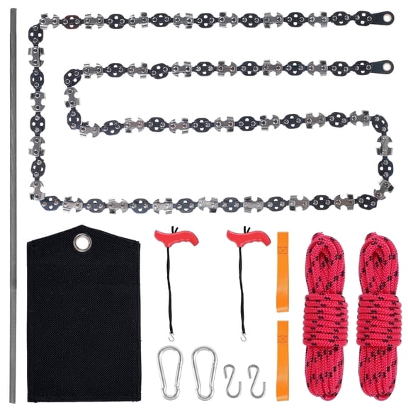 OKYMOTOR 53 Inch Hand Rope Chain Saw Sharp Manual Tree Chain Saw with 68 Teeth Folding Pocket Wood Cutting Tool for Gardening Camping Survival Gear