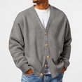 thumbnail image 3 of Havenx Men's Long-Sleeve Cardigan Sweater Waffle Knit Button Down Cardigan V Neck Textured Open Front Cardigans Lightweight Casual Cozy Loose Shirt,Gray 5XL, 3 of 6