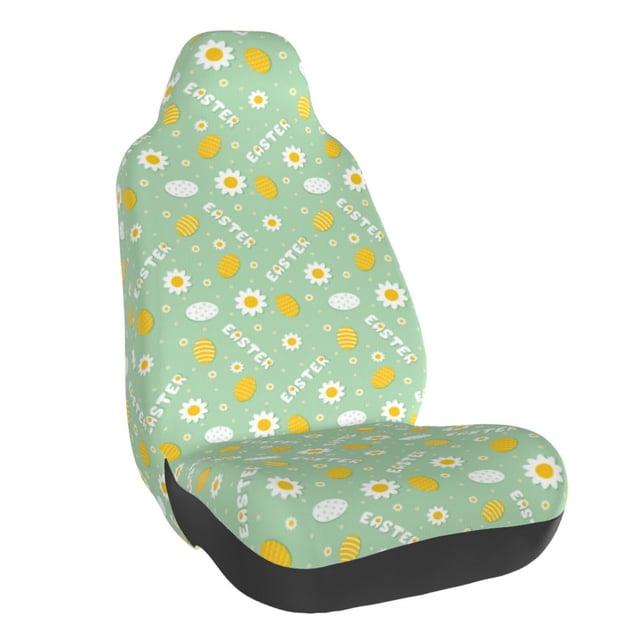 Wukai Easter with eggs and flowers Full Set Car Seat Covers with Soft Padding Universal Auto Front Seats Protector and Cushion Mat