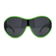 thumbnail image 2 of Womens Large Shield Round Elegant Designer Diva Sporty Plastic Sunglasses Green - Black, 2 of 4