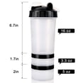 thumbnail image 2 of 16 OZ Protein Shaker Bottle with Mixer Ball and 2 Interlocking Storage Jars for Pills,Protein,Snacks, Coffee, Tea. 100% BPA Free,Non Toxic and Leak Proof Sports Bottle-Black, 2 of 7