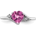 thumbnail image 4 of Solid 14k White Gold Created Pink Sapphire and Diamond Heart Ring - Ring Size 7.0, 4 of 8