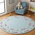 thumbnail image 2 of SAFAVIEH Kids Bordered Bold Polka Dots Area Rug, Blue/Pink, 5' x 5' Round, 2 of 11