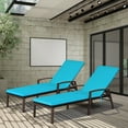 thumbnail image 4 of Costway 2PCS Patio Rattan Lounge Chair Chaise Recliner Back Adjustable Cushion Turquoise, 4 of 11