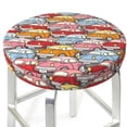 thumbnail image 3 of Balery Cute Cars Fundas de asiento para taburete de bar redondo de tela de terciopelo ajustables que protegen de arañazos y manchas para sillas de 14 a 17 pulgadas.-14 inch, 3 of 7