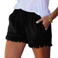 thumbnail image 1 of Minnieouse Pantalones cortos de mezclilla cordón elástico transpirable mujeres Jean pantalones cortos playa vacaciones ejercicio moda verano Prendas para la parte inferior del cuerpo Negro S, 1 of 6