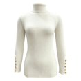 thumbnail image 5 of HAYIMI Women Turtleneck Ribbed Knit Sweater Long Sleeve Button Slim Fit Stretch Casual Fall Winter Pullover Tops Dailywear, 5 of 5
