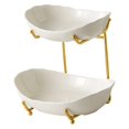 thumbnail image 4 of veasfak Ceramic Fruit Bowl for Kitchen Counter Fruit Display Stand for Kitchen Snack Gold 2 Layer, 4 of 9