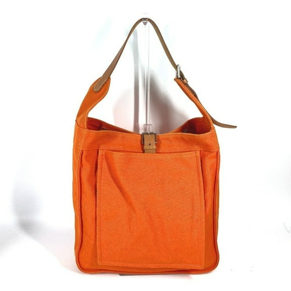 Pre-Owned HERMES Marwari GM Shoulder Bag Canvas Women's Orange (Fair)