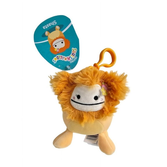 Squishmallows Official Kellytoys 3.5 Inch Shasta the Orange Bigfoot With Bow Clip On Plush Stuffed Toy