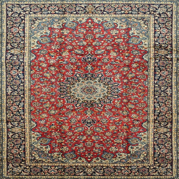 Ahgly Company Indoor Square Traditional Camel Brown Medallion Area Rugs, 7' Square