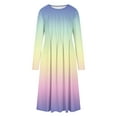 thumbnail image 4 of IROINNID Maxi Dress for Women Round Neck Long Sleeve Folding Floral Printed Dresses Sales,Yellow, 4 of 5