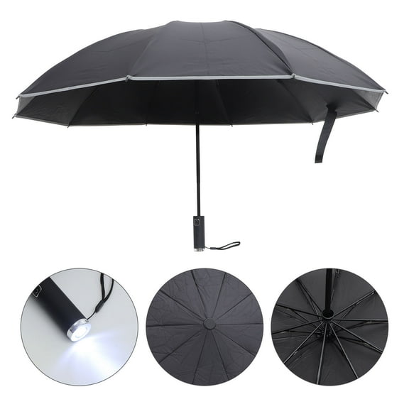 PAMINGONO 1Pcs Heavy Duty Umbrella for Travel Sun and Rain Protection Black Cloth Fiber for Men and Women