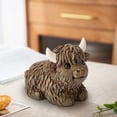 thumbnail image 4 of Resin Statue under $5! CQCYD Scottish Highland Cow Resin Statue, Realistic Animal Figurine Decor, Standing or Lying Pose Cow Sculpture, Farmhouse Desktop Ornament for Living Room Shelf Decor, 4 of 9