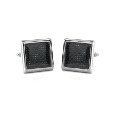 Crucible Stainless Steel Carbon Fiber Inlay Cufflinks