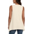 thumbnail image 4 of Nestiefly Sleeveless Vest for Women Summer Lightweight Casual Loose Fit Open Front Irregular Hem Cardigans with Pockets 2026 Beige 2XL, 4 of 7