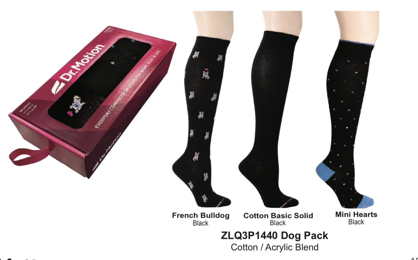 3 PAIRS GIFT BOX WOMEN’S DR. MOTION EVERYDAY COMPRESSION KNEE HIGH