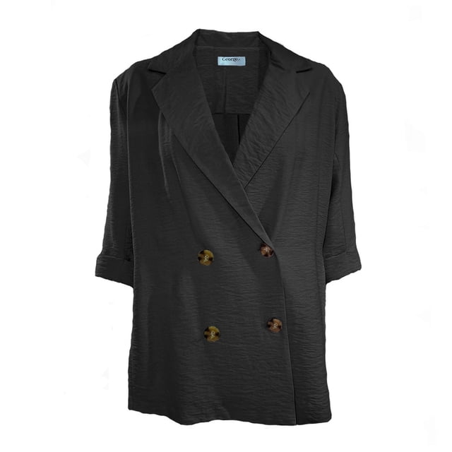 Saco George para Dama, Largo con Botones Negro Talla M