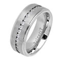 thumbnail image 2 of 8MM Comfort Fit Titanium Wedding Band Brushed Center Shiny Step Edge CZ Eternity Ring (Size 7 to 15), 2 of 4