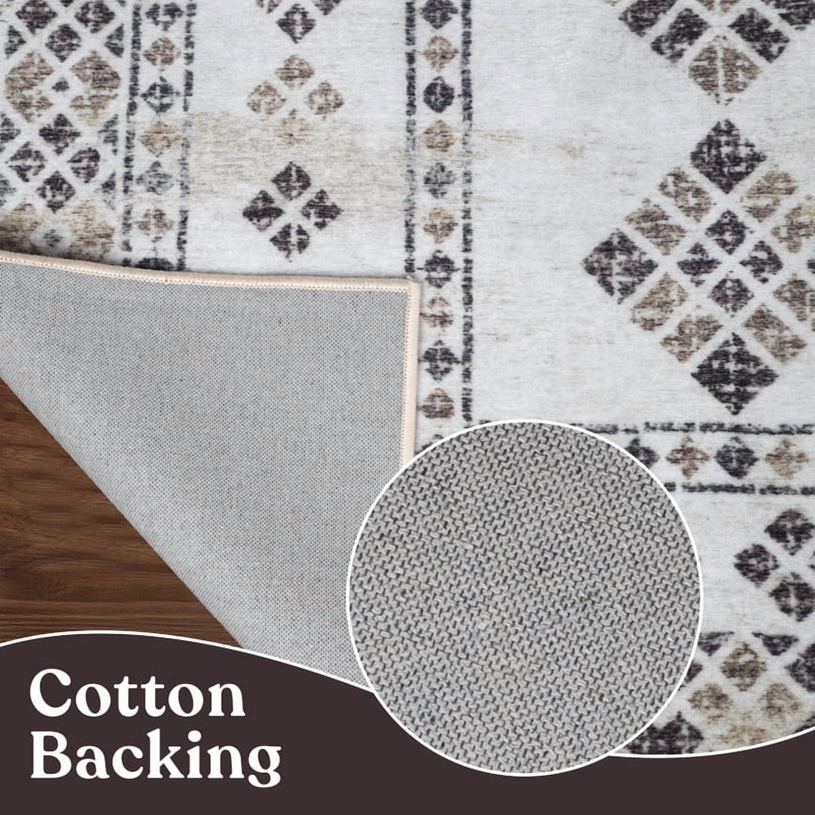 Superior Solin Neutral Geometric Washable Indoor Area Rug, 12' x 18', Ivory