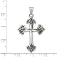 thumbnail image 2 of 925 Sterling Silver Polished Oxidized Not engraveable Antiqued Religious Faith Cross Pendant Necklace 43x25mm Wide Penda, 2 of 2