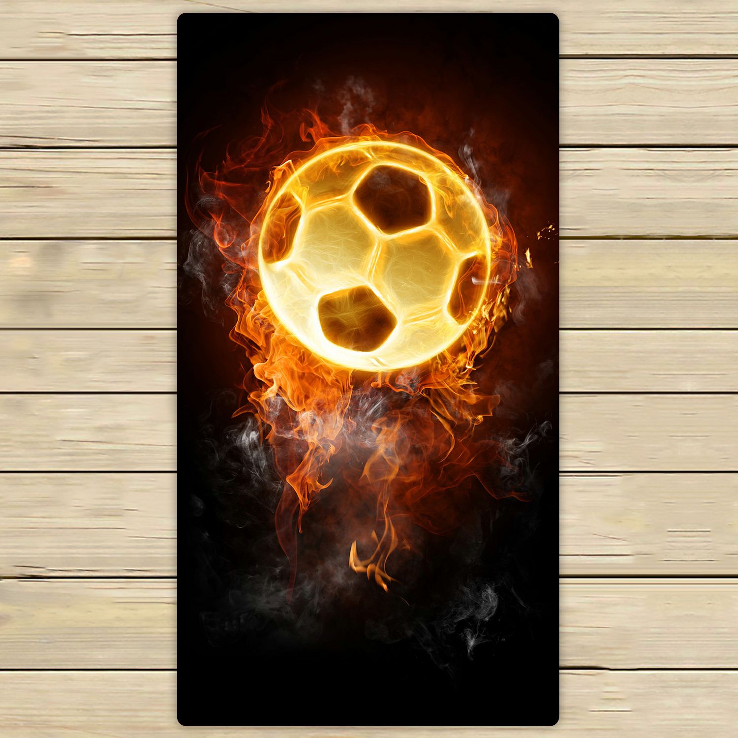 ZKGK Soccer Ball Art On Fire Hand Towel Bath Towels Beach Towel For
