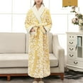 thumbnail image 2 of Nrmvnmi Women's Sherpa Fleece Robe Long Warm Plush Luxury Bathrobe Fuzzy House Coat Jacquard Pattern Yellow M, 2 of 5