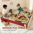 thumbnail image 2 of Tiny Land Wooden Train Set Table, Interactive Railway Playset with Sound Effects & Storage Bins, Large Activity Table for Pretend Play, 2 of 12