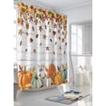 thumbnail image 3 of Fall Shower Curtain Pumpkin Sunflowers Shower Curtains for Bathroom Thanksgiving Decor, Waterproof Polyester Shower Curtain Set with Hooks, Stall Long Size 54"x78" Maple Leaves Wood Grain, 3 of 6