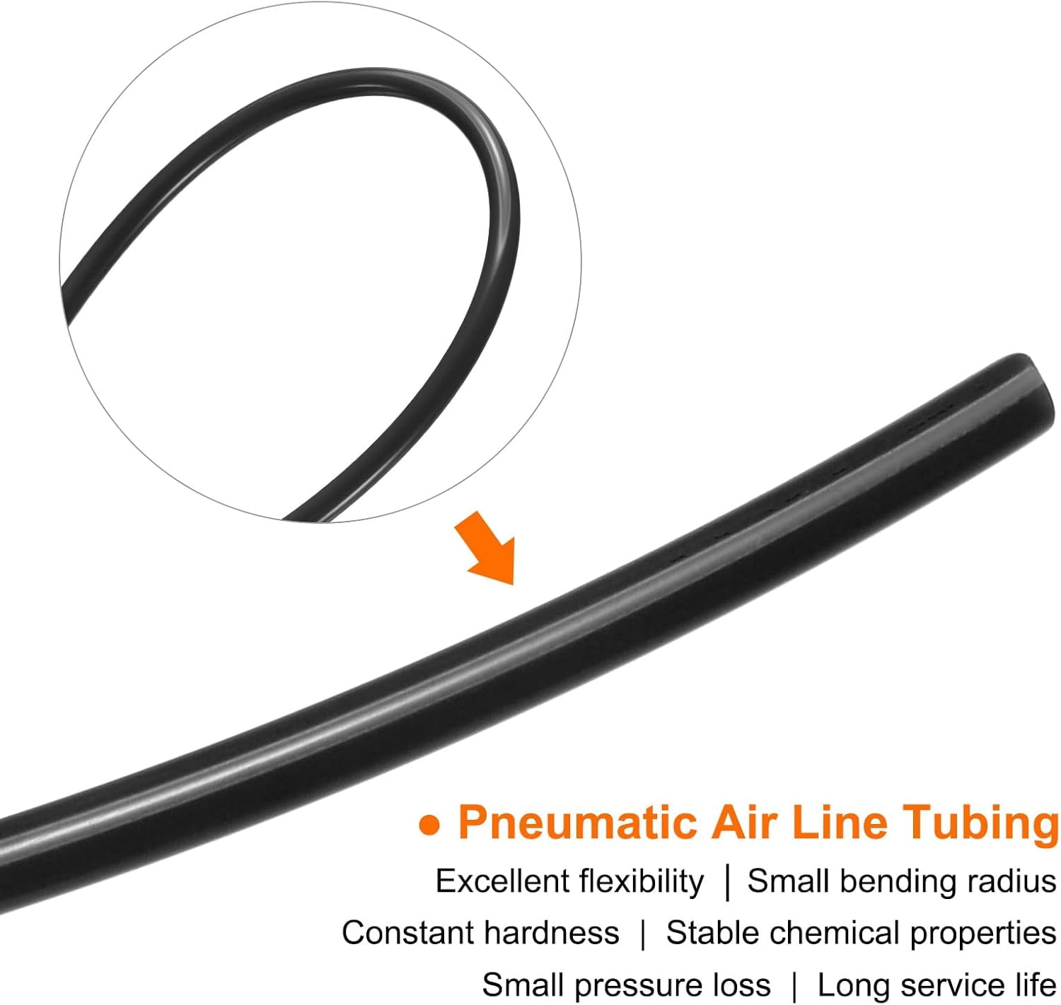 MKEUDQ-Pneumatic Air Line Tubing 4mm OD x 2.5mm ID 10 Meters(32.8 FT) Air Compressor Nylon Tubes Polyamide Air Tubing Hose Tube for Air Compressor Water Fluid Transfer, Black