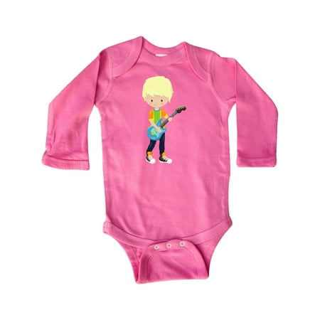 

Inktastic Rock Boy Blond Hair Boy Playing Guitar In Band Gift Baby Boy Long Sleeve Bodysuit