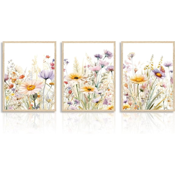 Wildflower Wall Art Wall Hanging Decor Canvas Poster Watercolor Botanical Wall Poster for Bedroom Living Room Decor 12x16 in Unframed Set of 3