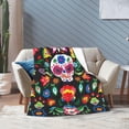thumbnail image 3 of Mexican Skull Skeleton Floral Blanket, Soft Blankets Flannel Bed Throw Cozy Lightweight Plush Gifts for Women Men Boys Girls Sofa Couch Bedroom Living Rooms Warm All Season, Home Decor, Small, 3 of 7
