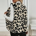 thumbnail image 5 of Women's Sweater Coat Loose Fit Women's Leopard Print Button Up Vest Trendy Sleeveless Outerwear For Fall Winter Beige S, 5 of 6