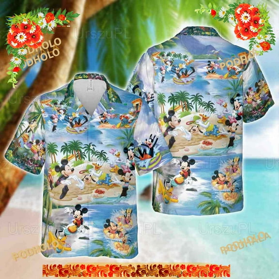 Disney Mickey And Friends Summer Vacation Shirt, Mickey Button Down Shirt