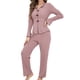 thumbnail image 1 of Conjuntos de Pijama para Mujer Ideales para Estar en Casa Conjunto Dos Piezas para Otoño Pijama de Larga Acanalada A Juego Ropa de Dormir y Estar en Casa Rosa S, 1 of 9
