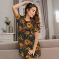 thumbnail image 3 of Naloa Sunflowers Print Women Nightgowns,Womens Loungewear,Short Sleeve Sleepwear,Comfy Ladies Nightdress, 3 of 6