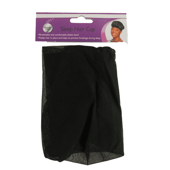 Sleep Hair Cap, Breathable Washable Fabric, Elastic Headband for Secure Fit, Protects Against Breakage, Frizz, Tangles, One Size, Ideal for All Hair Types, Styles, Lengths, Textures, Black