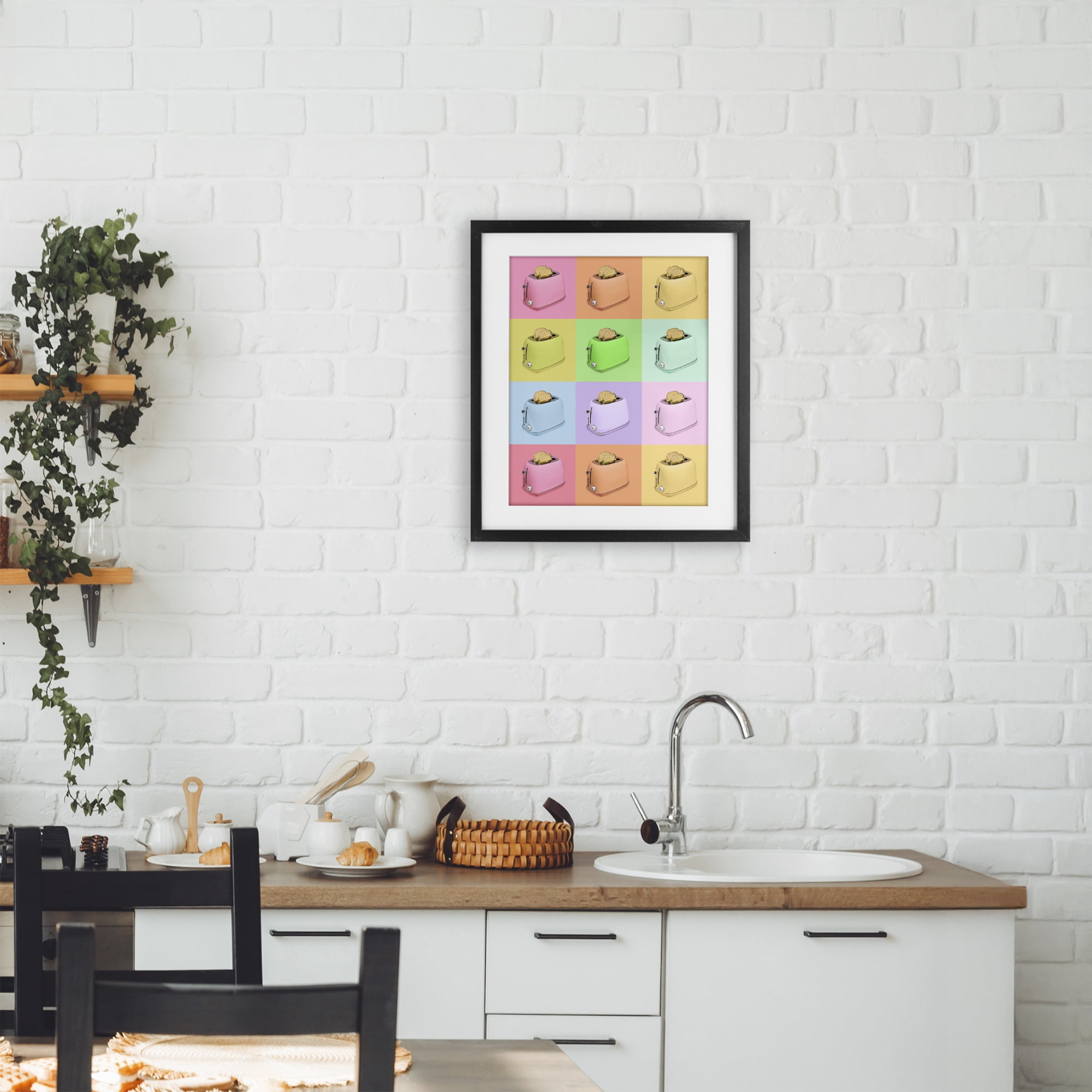 Stupell Industries Golden Disco Toaster Collage Black Framed Print Under Glass, design by LISH Creative