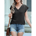 thumbnail image 4 of Blusas de Mujer con Mangas , Texturizadas, Elegantes e Informales, con Cuello en V, para el Trabajo y el Verano. Negro XXL, 4 of 8