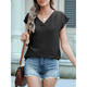 thumbnail image 4 of Blusas de Mujer con Mangas , Texturizadas, Elegantes e Informales, con Cuello en V, para el Trabajo y el Verano. Negro XXL, 4 of 8