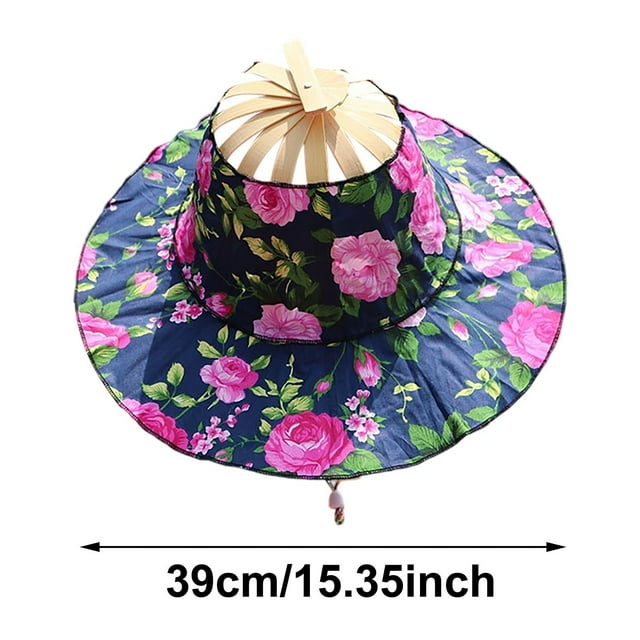 Ltdhehe 2 In 1 Portable Sun Hat Foldable Hand Fan Hat For Women Summer Flower Pattern Beach Hat For Travel Beach
