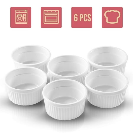 Porcelain Ramekin Cup 6 Piece Set for Baking 4 Oz.