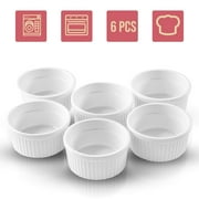 Porcelain Ramekin Cup 6 Piece Set for Baking 4 Oz. Bowls