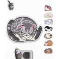 thumbnail image 1 of AIR-® Cute Cat Litter Mat (30‘‘x20'‘), Large/L, for Kitty Litter & Cute Cat Litter Box (Grey Tabby, Semi-Circular), 1 of 4