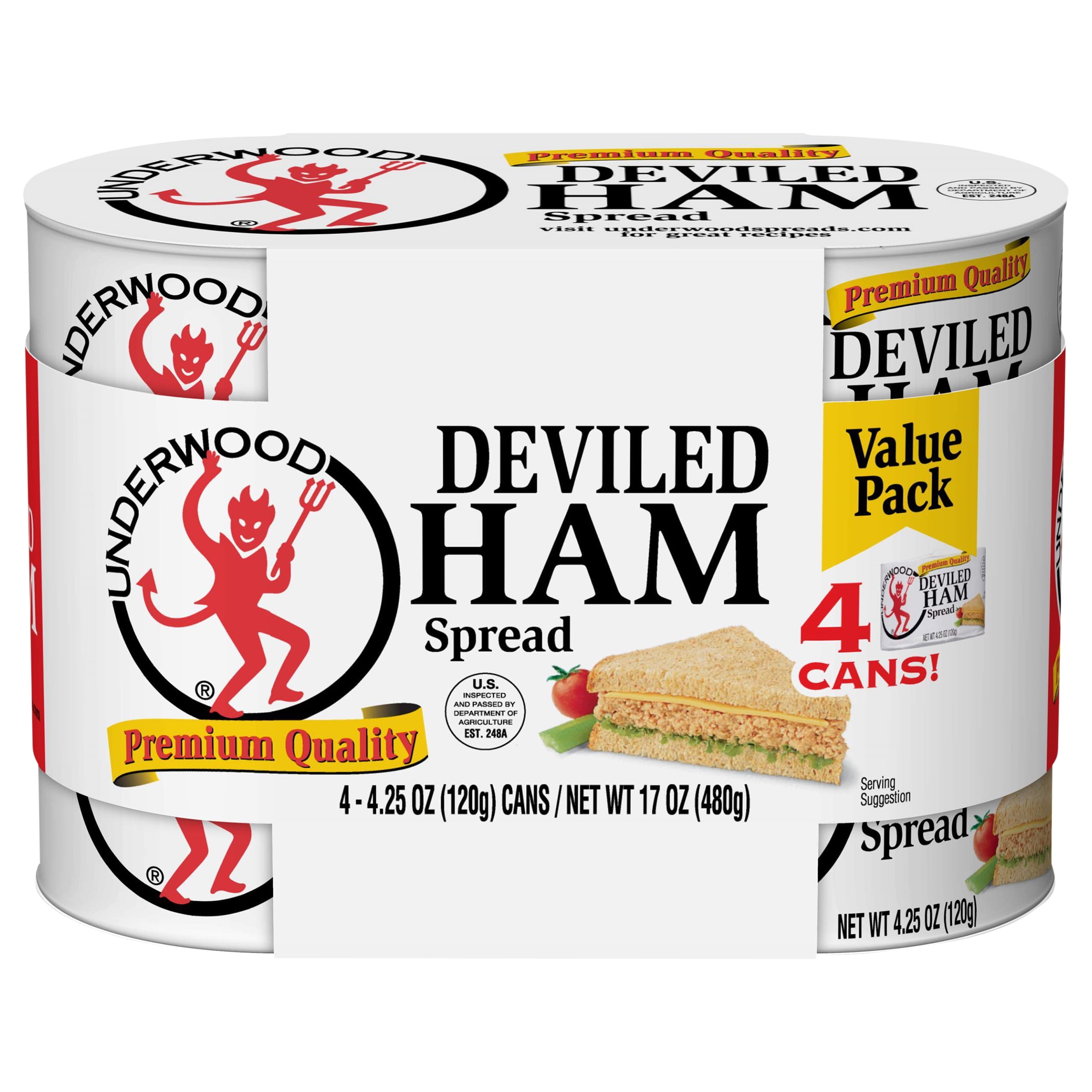 Underwood Deviled Ham Spread, 4.25 oz, 4 Count