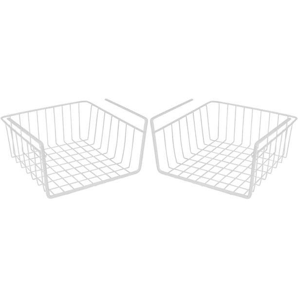 Casewin Under Shelf Basket, 2 Pack Slides Under Storage Shelf Wire Baskets, Space Saving
