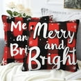 thumbnail image 4 of Throw Pillow Covers Merry Bright Pillow Covers 18x18 Inch Set of 2 Merry Christmas Throw Pillows Decorative Pillow Cases Cushion Covers for Bedroom Livingroom Sofa Farm House, 4 of 6