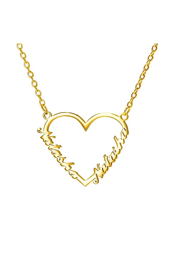 Custom Name Love Heart Pendant Personalized Name Heart Necklace for Women Valentine's Day Gift