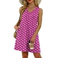 thumbnail image 4 of Odbmxy Mini Dresses for Women Plus Size Sundress V-Neck Women's Plus Size Dresses Tank Holiday Pockets Polka Dots Dresses,Purple S, 4 of 7